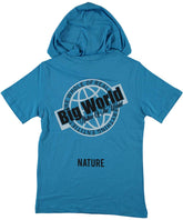 Tricou cu gluga, baieti Big World, bumbac, albastru